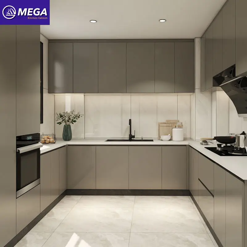 Factory Custom  Wood Kitchen Cabinet Top Quality modern design Large space U shape Lacquer kitchen cabinet armario de cozinha
