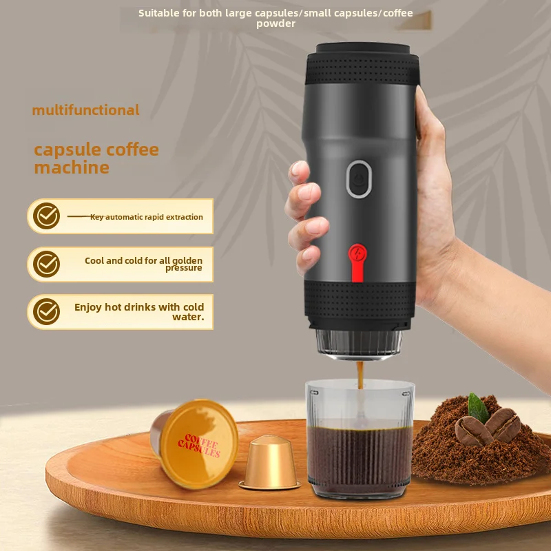 Three In One Large Capsule Small Capsule Coffee Powder Portable Espresso Machine Coffee Maker  with Three Charging Methods
