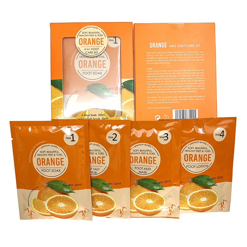 Фирменная марка Nature, 4 в 1, оранжевое Хрустальное желе для педикюра, маникюрный набор «сделай сам» для ног, соли, спа, смягчения, отбеливания, педикюра, спа