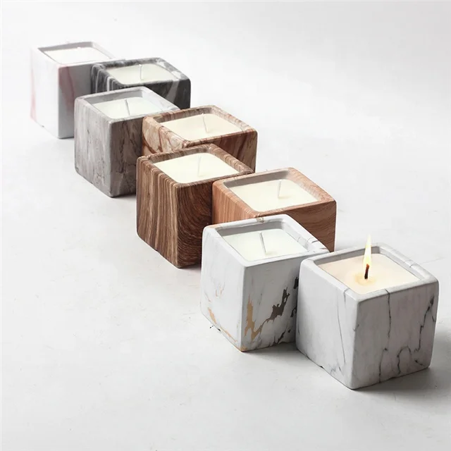 Custom Luxury Empty 8Oz 10Oz Ceramic Candle Vessel Candle Jar Marble