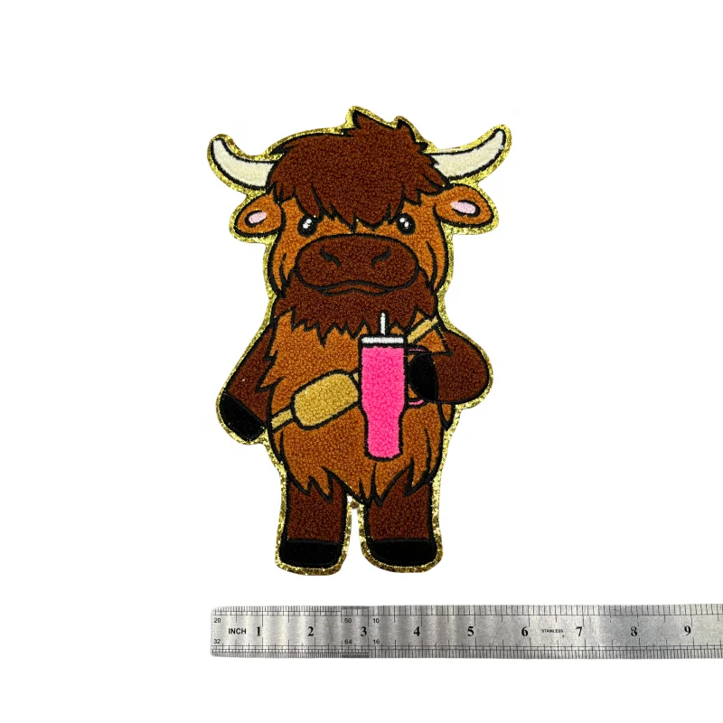 Factory Colorful Merry and Bright Chenille Patch Iron on Embroidery Patches Cartoon Custom Patch for Clothing