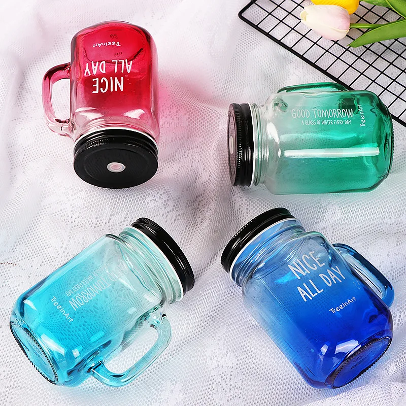 hot sale factory price glass mason jar with lid and straw mason jar with handle and lid accepting customized logo