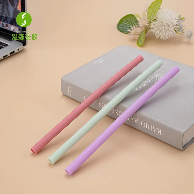 Wholesale Double Sided Color Silicone Straws High-quality Heat-resistant Colorful Customization Silicone Straws Reusable