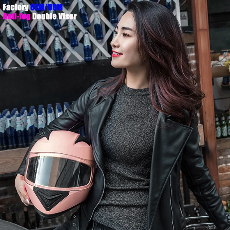 Hot Women riding safety motorbike helmet double visors anti-fog Electric motorcycle helmet full face helmet