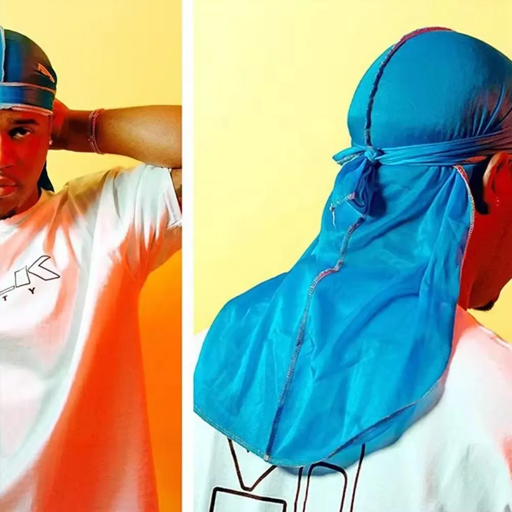 Custom Printed Extra Long-Tail Head Wraps Doo rag Do rag Durags For Men Du Rag Designer Durag