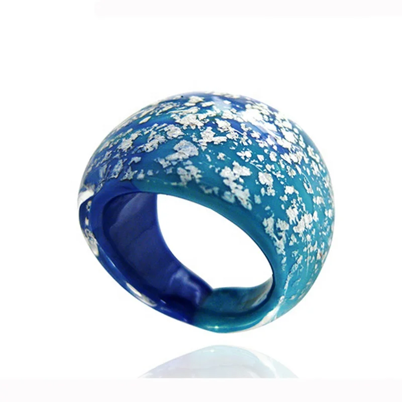Multicolor lampwork art Crafts Dome Murano Glass Ring