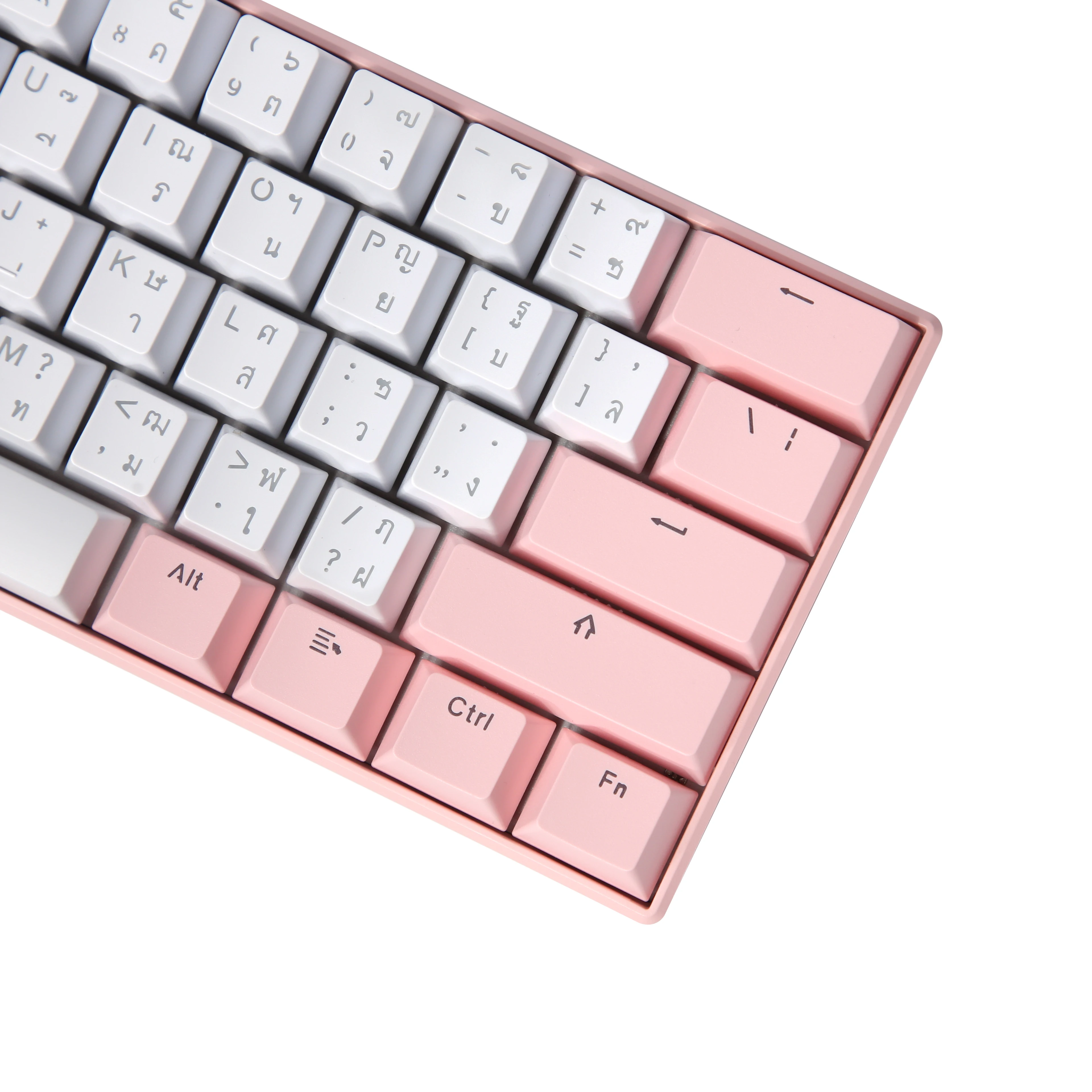 Newest design pink transparent keycaps mini gaming keyboard 60% diy hotswap ergonomic computer Thai language mechanical keyboard