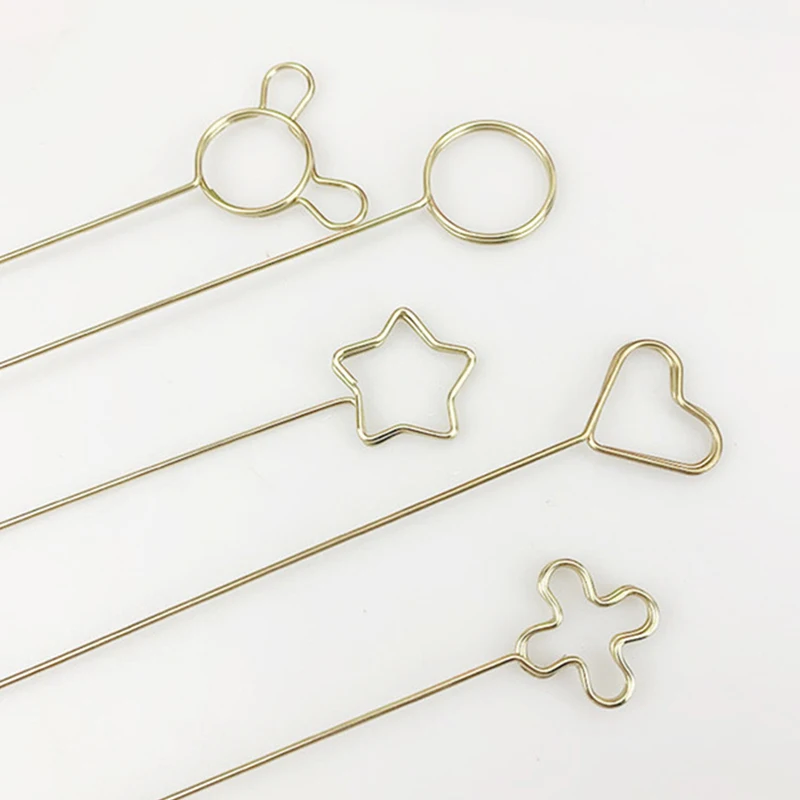 Gold Card Holder Inserting Rod DIY Metal Postcard Clips Party Decorative Korean Style Heart Gilded Flowers Packing