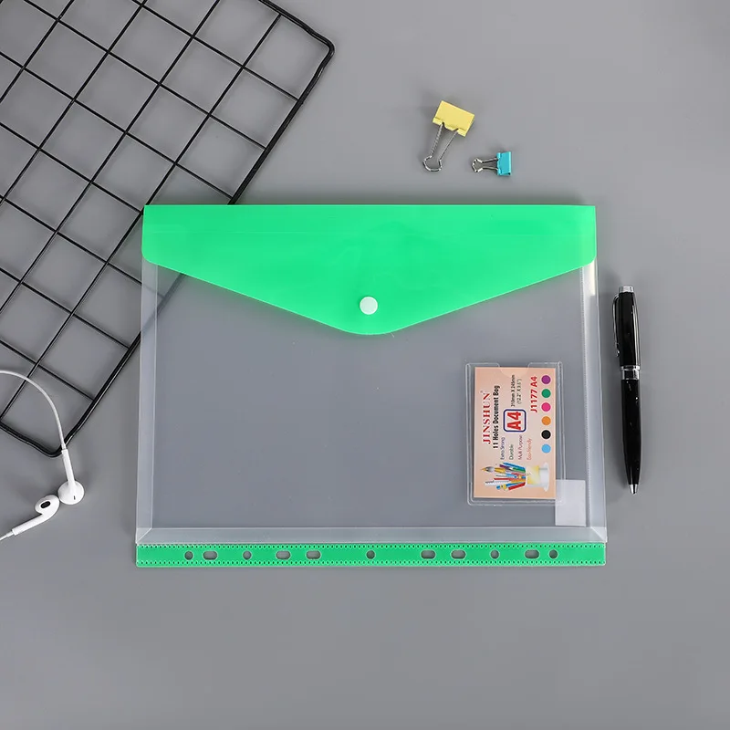 Hot Sales Custom Logo Clear Filing Envelope A4 Thick Plastic PP File Pocket Document File Folder