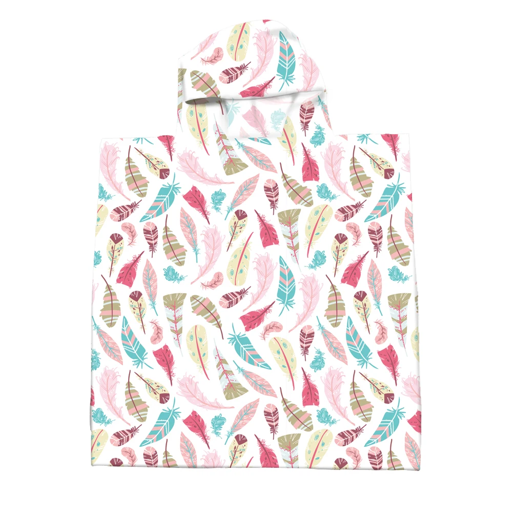 
100% Polyester Poncho Printed Kids Microfiber Hoodie Towel 