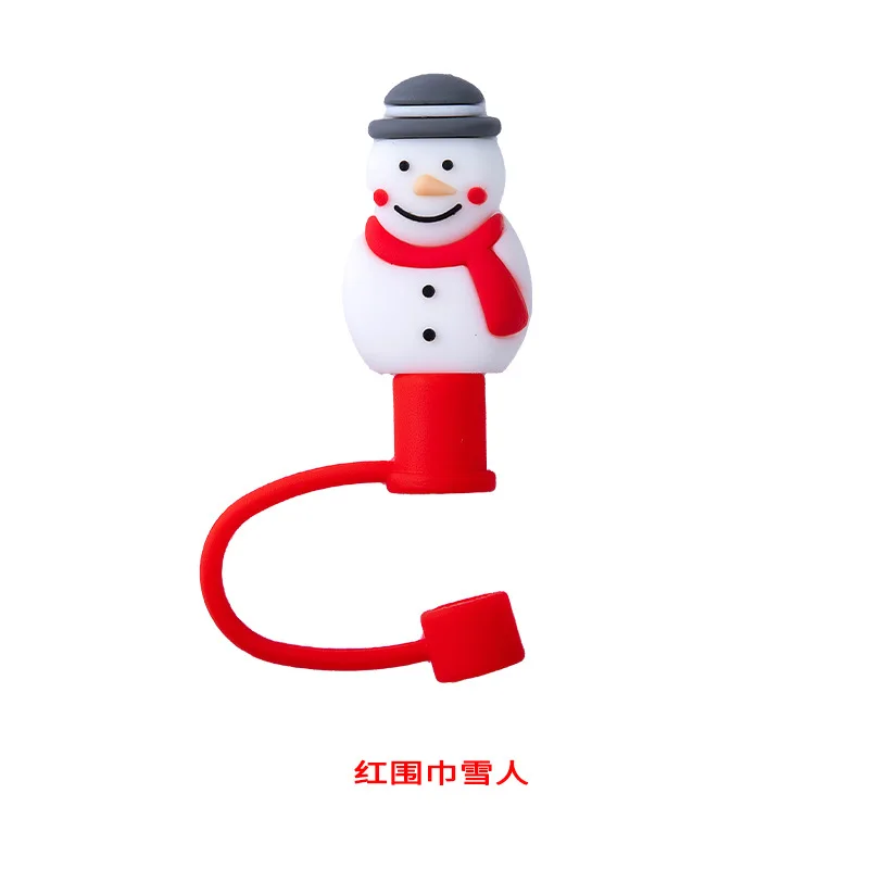 Christmas Silicone straw toppers for plastic and metal straw for skinny tumbler 20oz 30oz