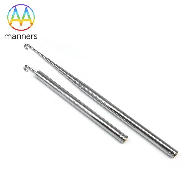 Custom length extension tube tools stainless steel aluminum telescopic pole with metal hook clasp