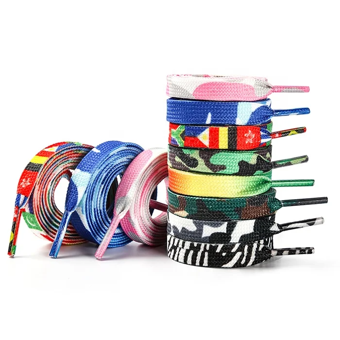 High Quality Custom Logo Printed Colorful Flat Sport Shoelaces