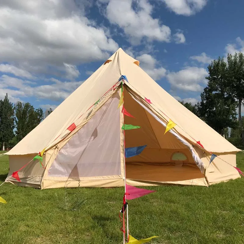 Роскошный хлопковый брезентовый тент с колокольчиком, 5 человек, 4 м