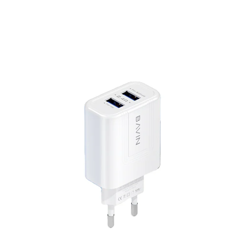 BAVIN Wholesale Price  5V 2A Custom UK US EU Plug Dual USB Port Home Use Mobile Phone Fast Charging   Wall Travel Charger PC815Y
