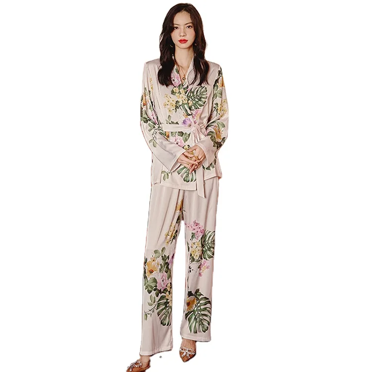 Kimono Lady Luxury Women Sleepwear Ladies Beautiful Pajamas Print Pajamas for Women Set