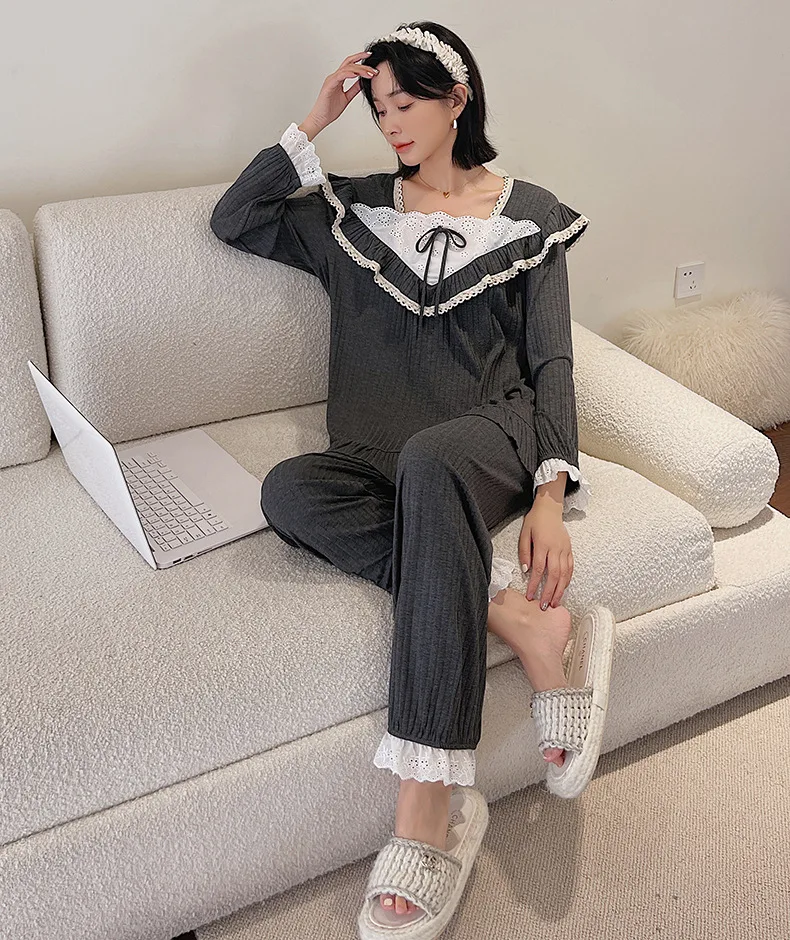 Wholesale cotton nightgowns 2pcs set pajamas sleepwear for women sleepwear women pajamas cute pyjamas women