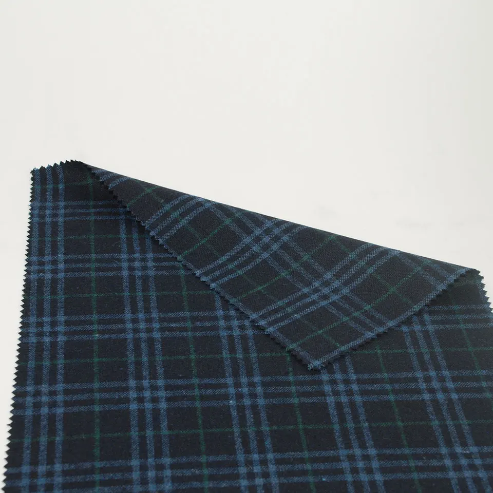 Wholesale Italian high quality thin suit polyester blend check wool fabric