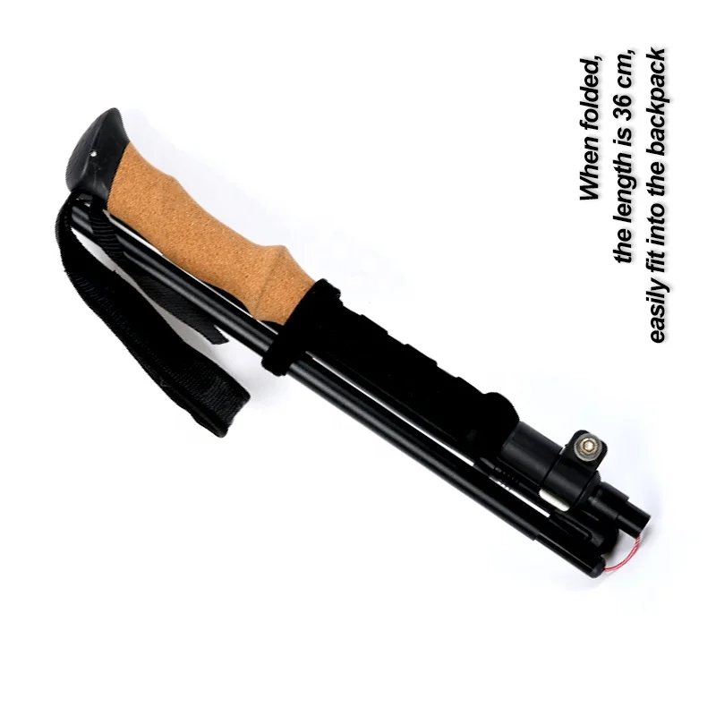 7075 aluminum folding trekking poles shock absorbers hiking poles quick lock walking sticks