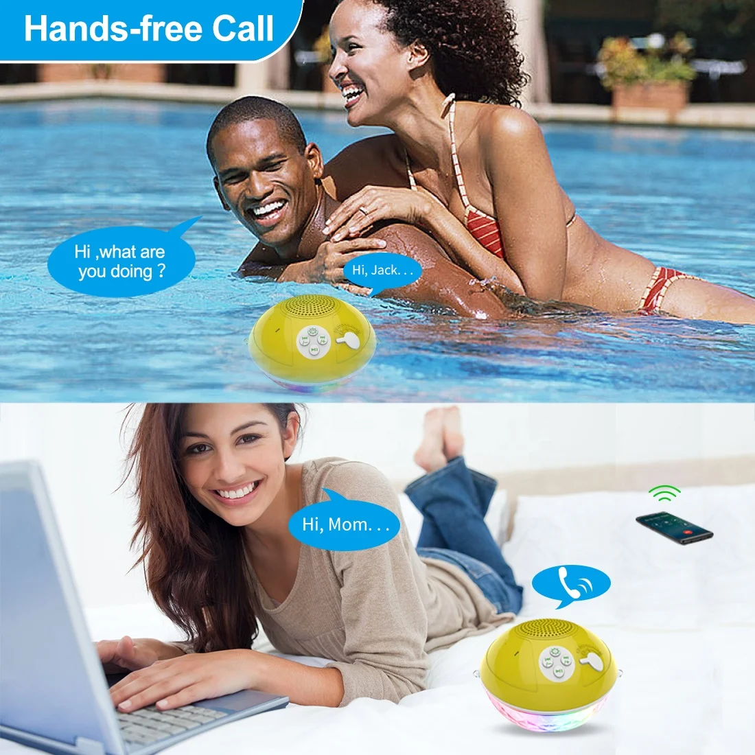 RGB Light Show Portable Mini Floating Waterproof Wireless MP3 Player Bluetooth Music Speakers