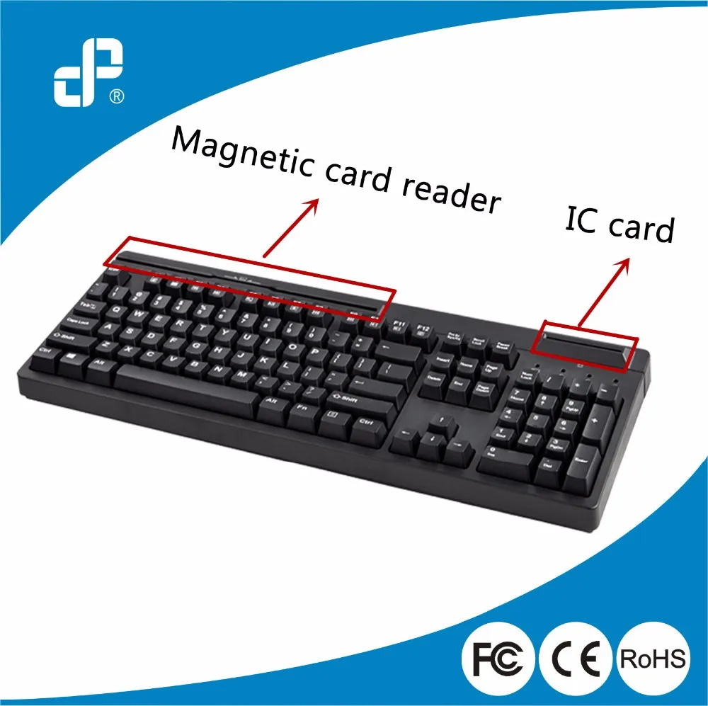 Wholesale KB104R USB Programmable Keyboard with Magnetic Card Reader for Business POS Use