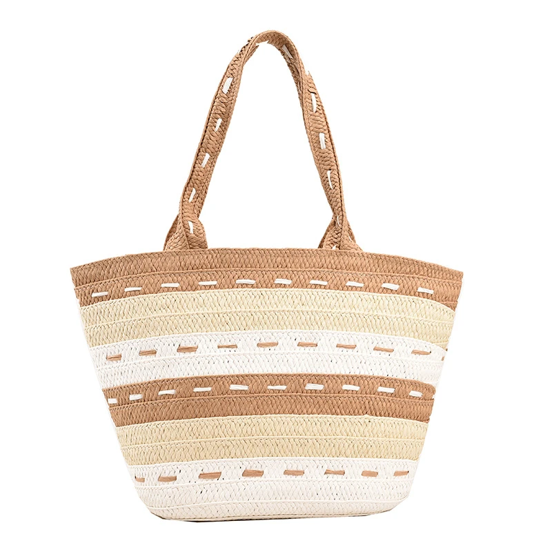 Wholesale Women Summer Tote Bag Ladies print Anchor canvas tote Large straw Beach Bag