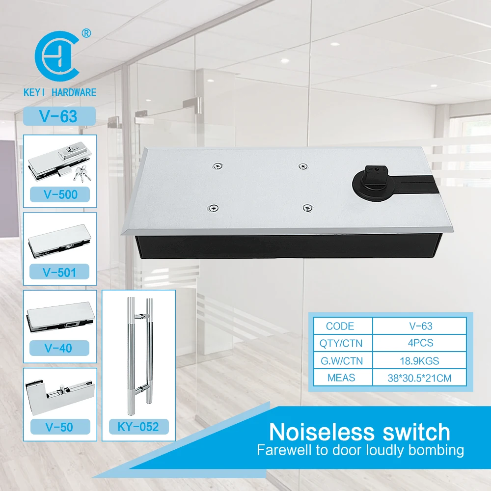 Wholesale glass door hydraulic floor hinge 2 speed adjustment door closer