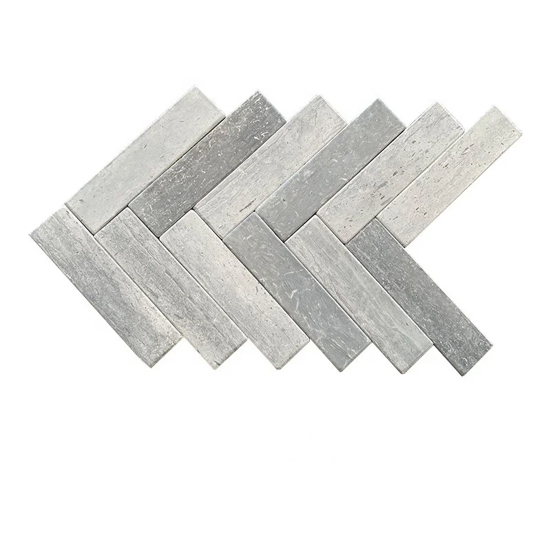 China natural tumbled and brushed blue vein marble stone wall and floor tile 20X5X1 CM