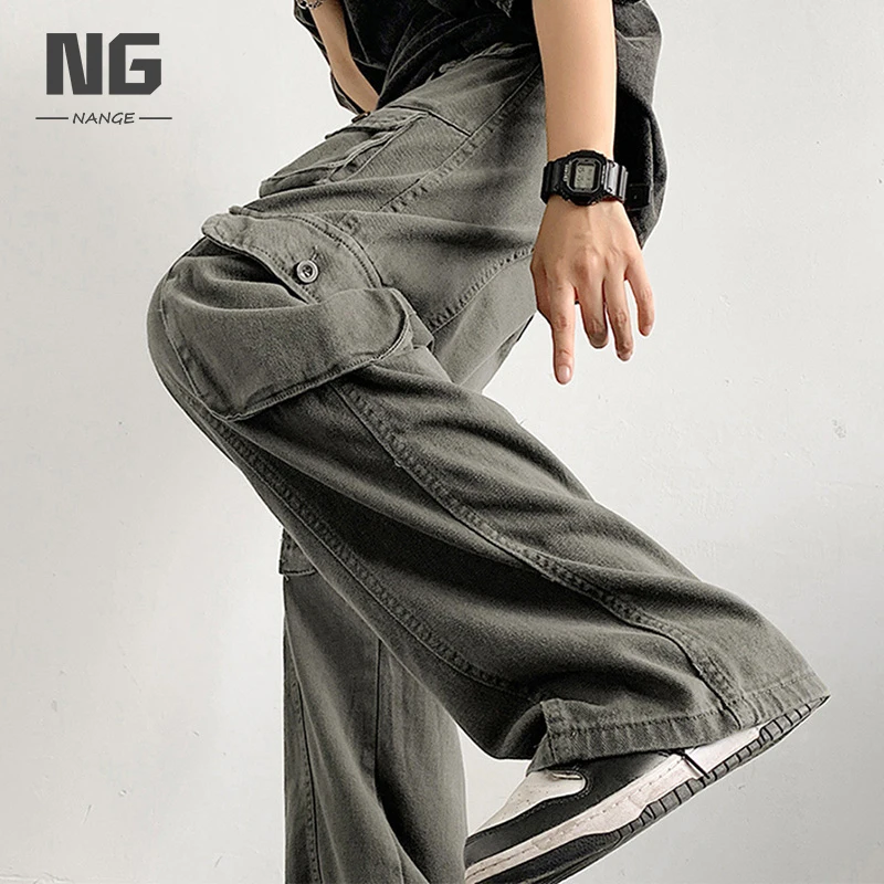 Manufacturer Custom Hip Hop High Street Mens Cargo Pants Multi Pockets Loose Mens Trousers