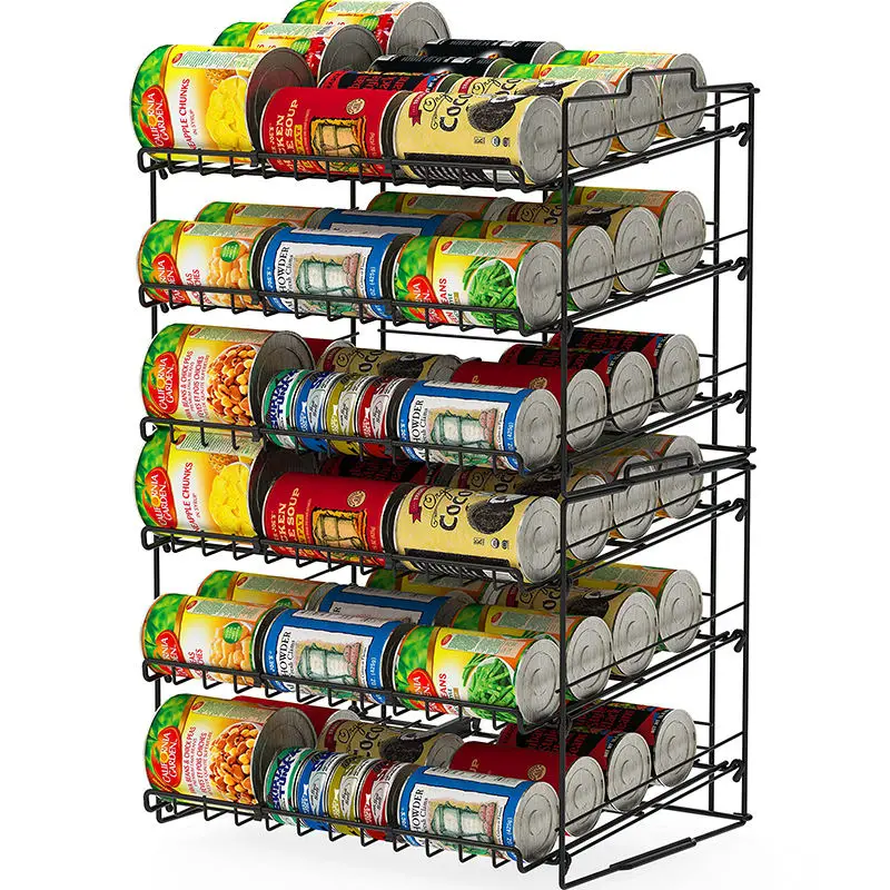 wholesales cheap 3 layer can food storage rack wrought iron rack stackable snack storage organizer rack