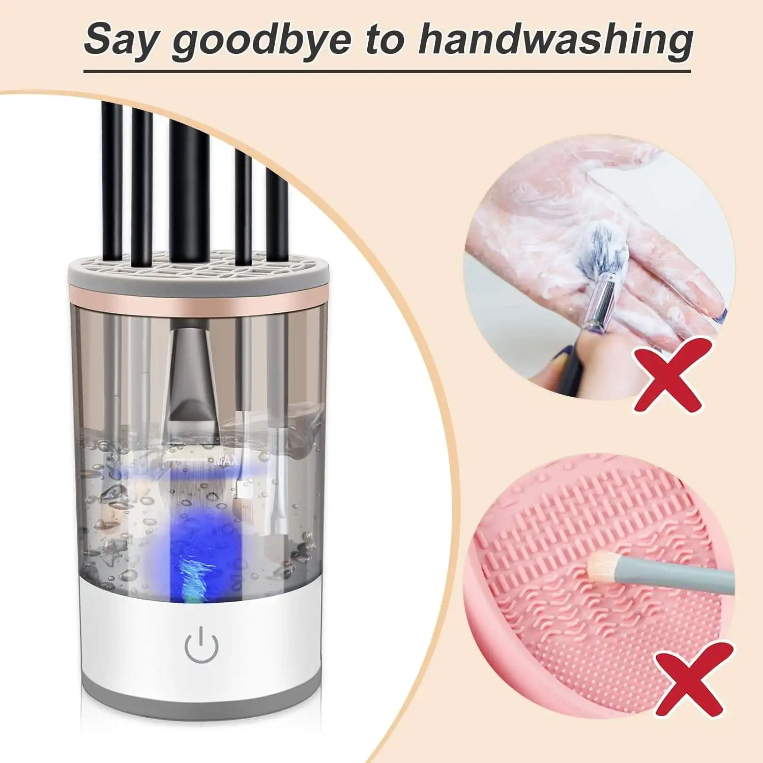 2024 Portable New Electric Makeup Brush Cleaner Automatic Brush Washer Quick-drying Tool