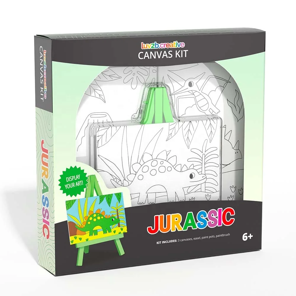 JURASSIC Dinosaur Canvas Painting DIY 3 Drawing Sets for kids beginners