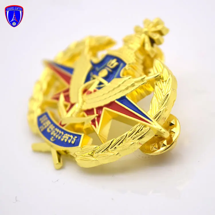 Custom Vietnam metal badge high quality 3D badge golden Cambodian badge enamel pin