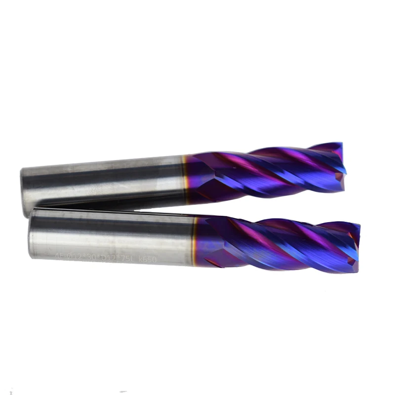 Weix new product Tungsten carbide CNC machinary 4flutes Blue nano coating end mill for metal cutting
