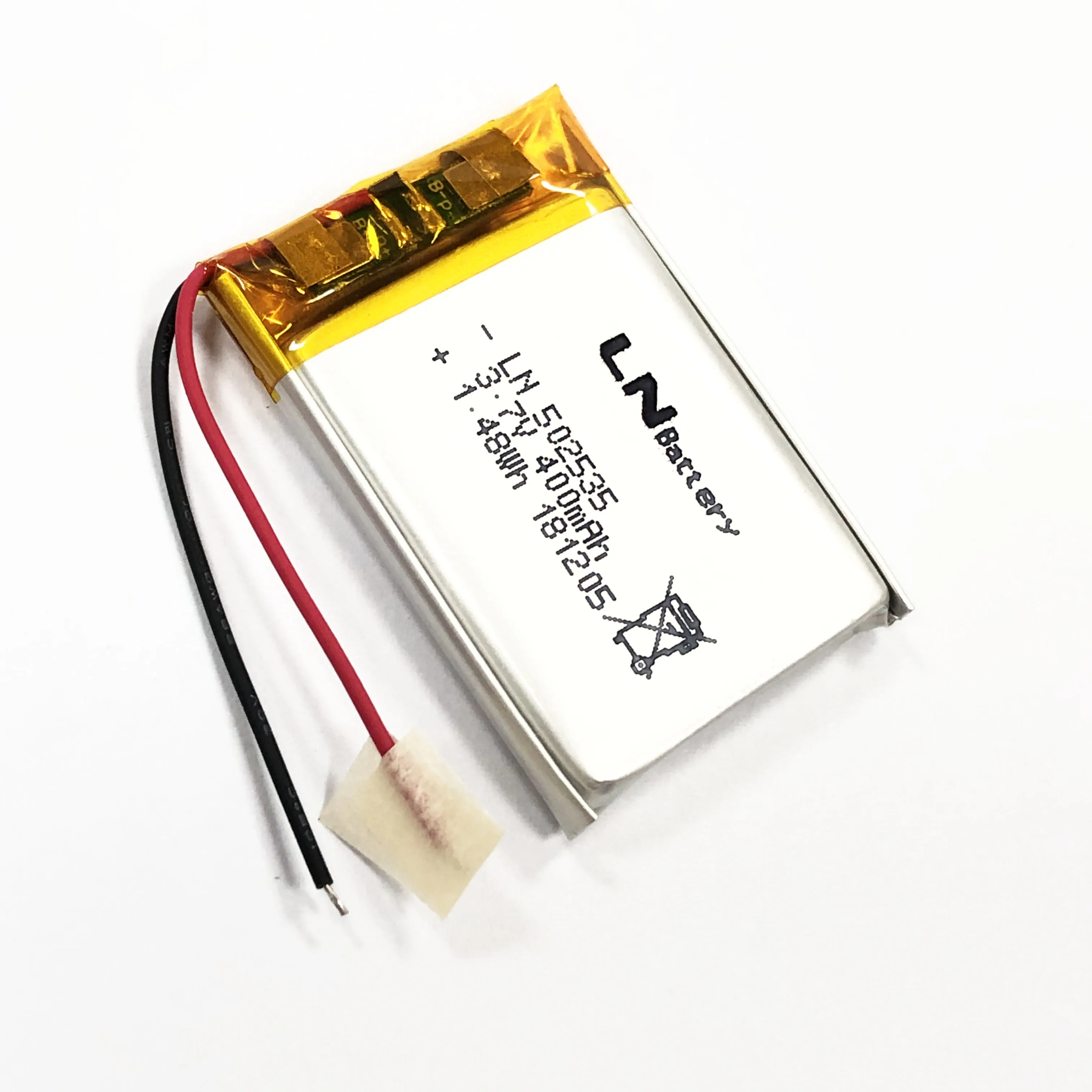Iec62133 Certified Rechargeable Polymer Li Ion Cell Flat Battery 502535 802035 With 400Mah 3.7V Lipo Battery