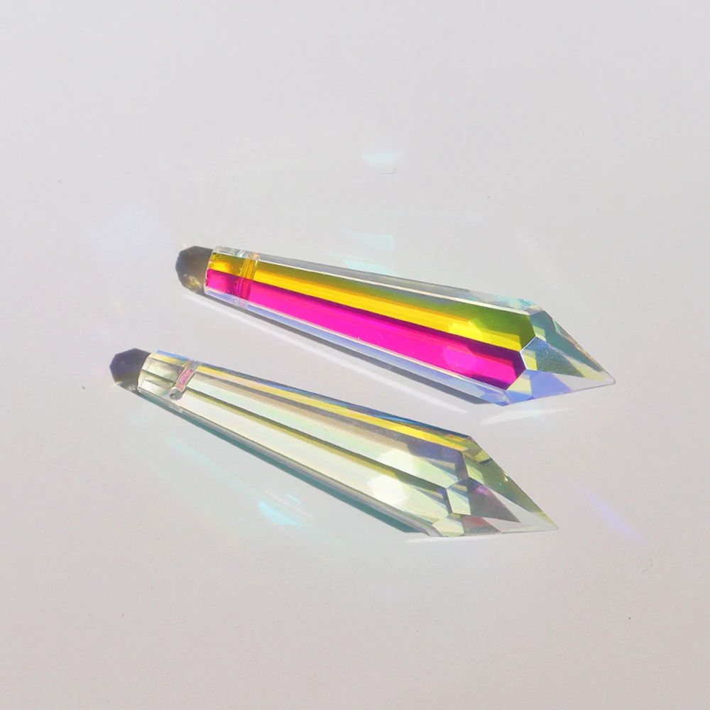 AB prism crystal 38mm 55mm 63mm 76mm crystal chandelier icicle drop pendant  wedding decorations DIY