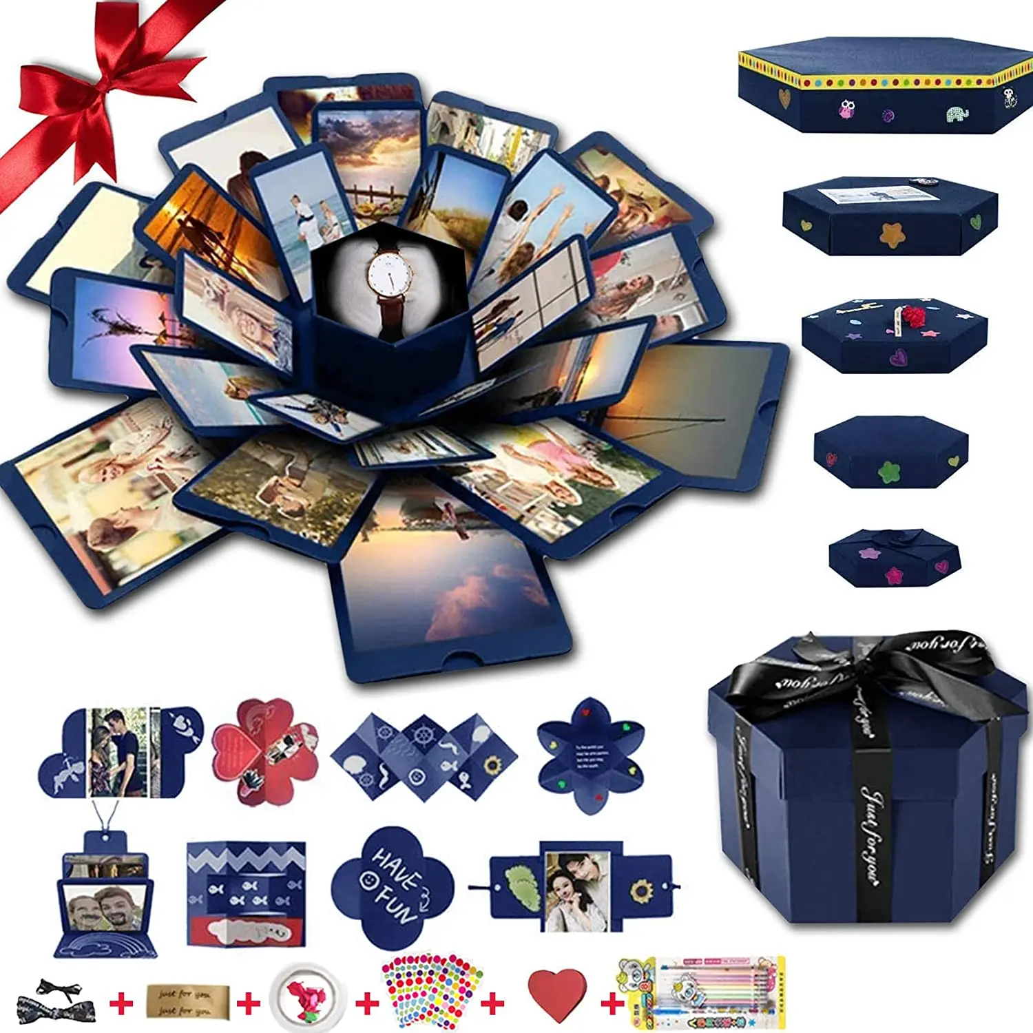 DIY Explosion Gift Box for Handmade Photo Album Box with 6 Faces for Birthday OEM DIY Greeting Cards Crafting Explosion Gift Box