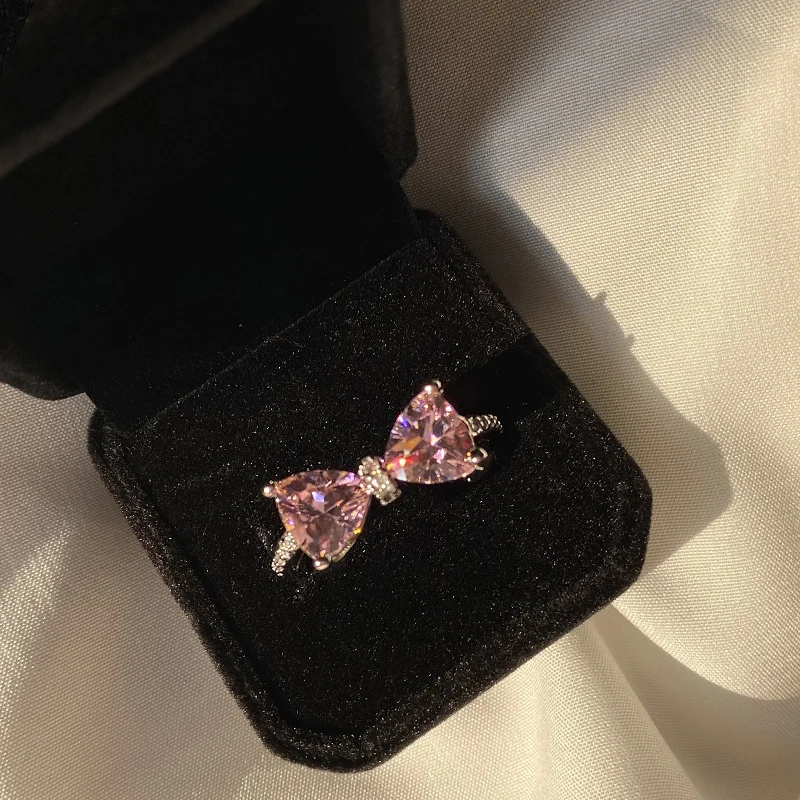 JZ10504 Wholesale  Korean women rings simple and cute bowknot  open ring 14K palladium Plated women jewelry