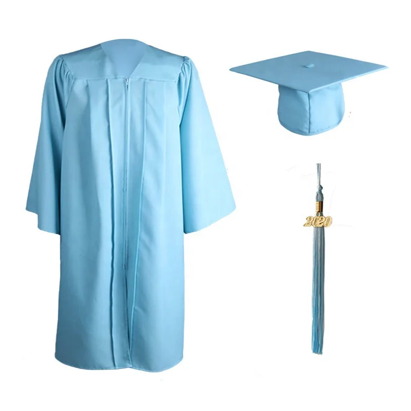 Wholesale 100% polyester black color matte fabric graduation cap and gowns