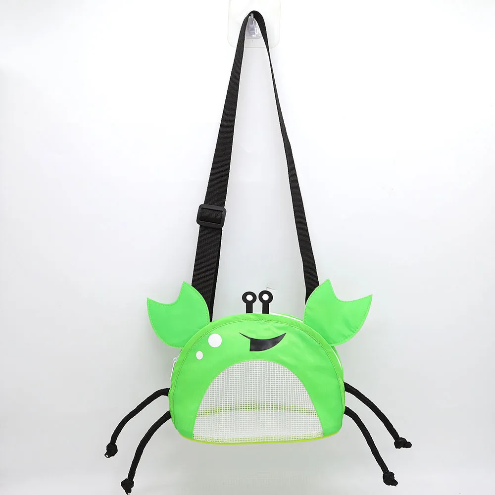 Mesh Beach Bag for Kids Shell & Pebble Collection Bag with Zipper Cute Crab Seashell Beach Play Storage Bag