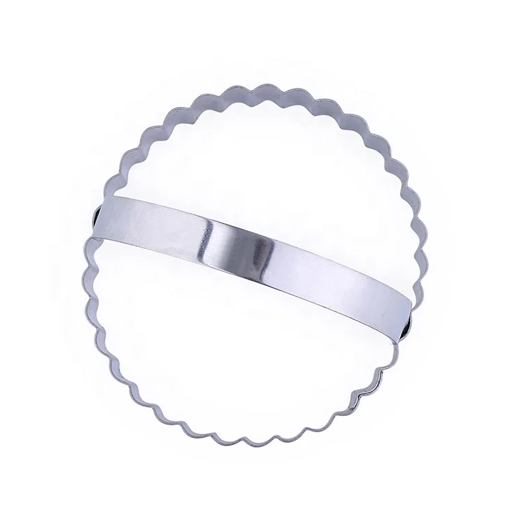 
Hot Sale Stainless Steel Round Crinkle Cookie Cutter With Handle 