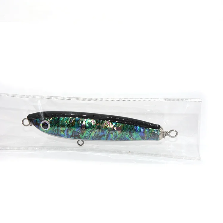 TAKEDO Wholesale High Quality RX06 13cm 35g Abalone Shell Stick Sait Lure  Bass  Topwater Lures Wood Fishing Lure