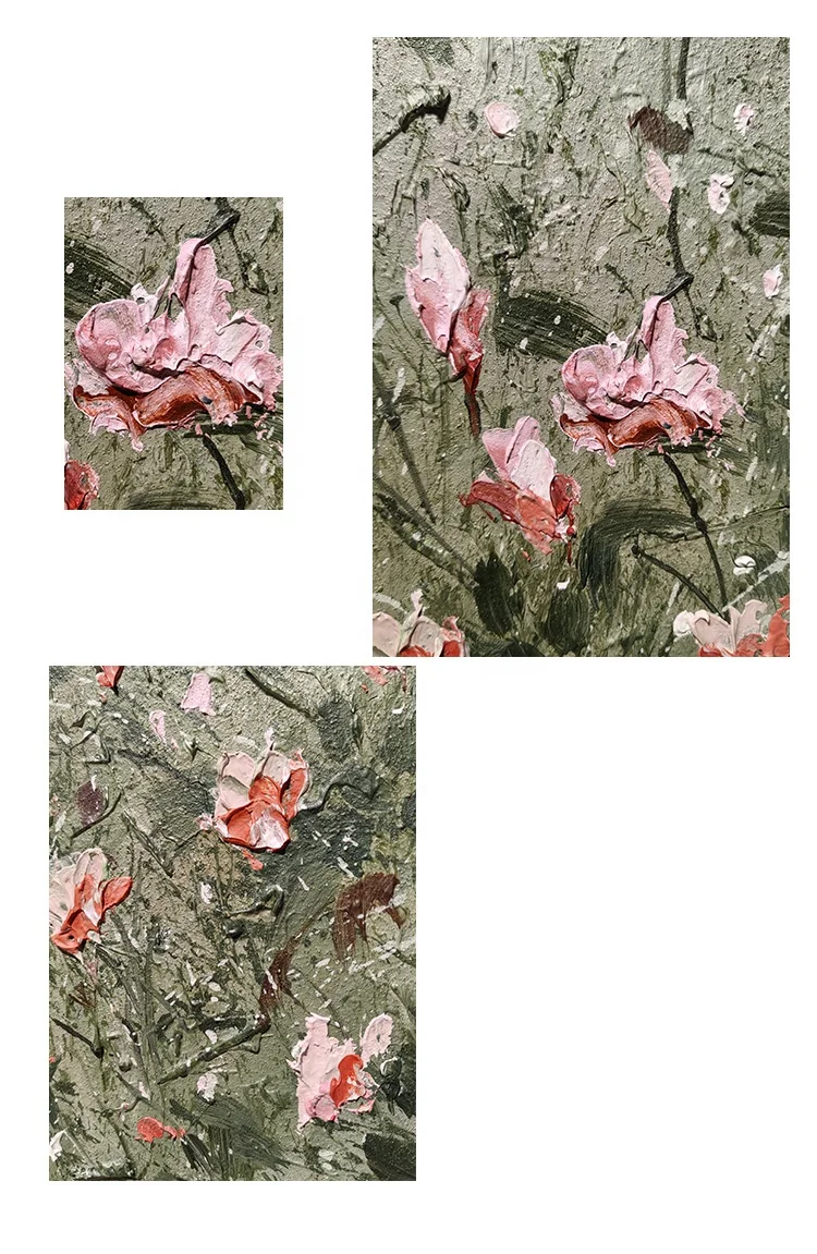 Hand Painted Cotton Canvas Wall Art Vintage Wildflower Field Landscape Hand Made Oil Palette Knife Painting For Decor