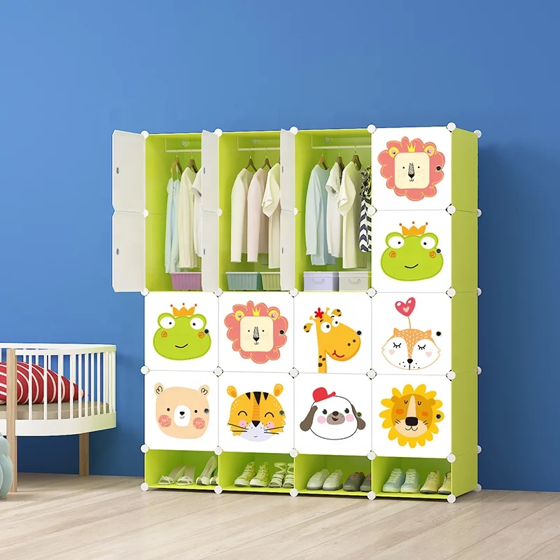 Carton Plastic Garderobe Shoe Rack  Free-Standing Kids Cabinet Wardrobe