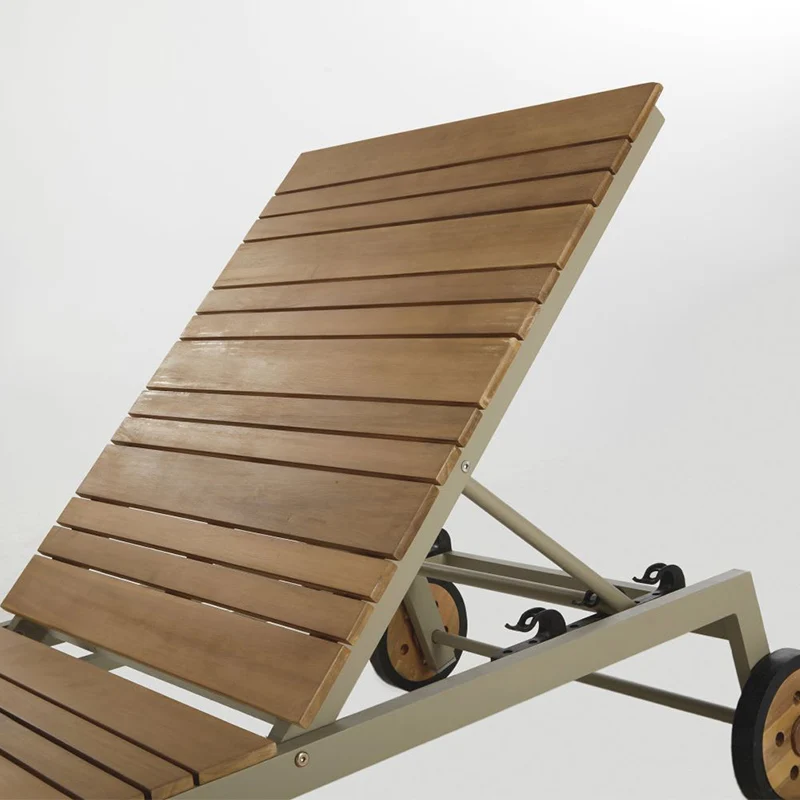 Garden Furniture  Outdoor Aluminum Teak Sun Lounger