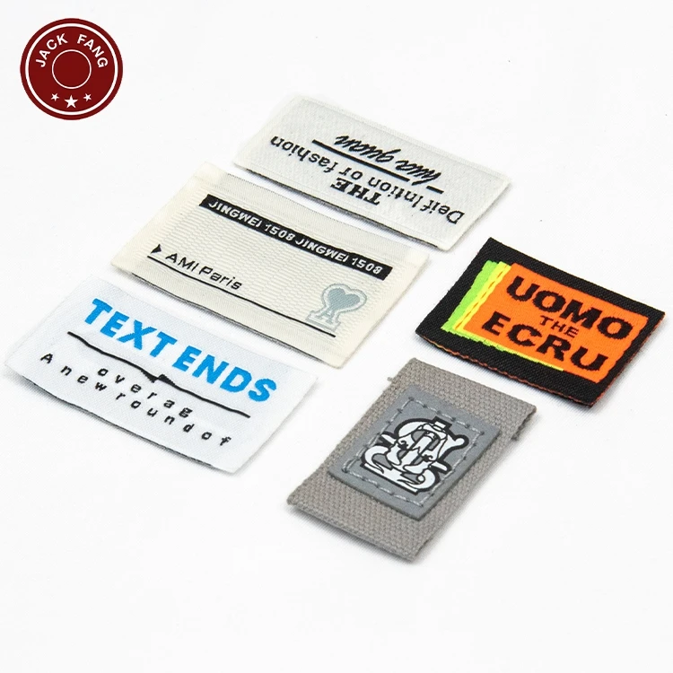 Factory Price Damask Satin Brand Tags Logo Tag Etiquette Personalise Orange Embossed Satin Soft Neck Tag Labels Woven Label