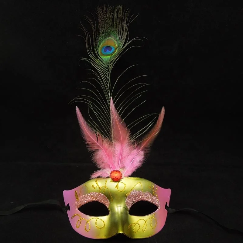 Womens Peacock Feather Mask for Masquerade Costume Party Christmas New Year Party Cosplay Accessory