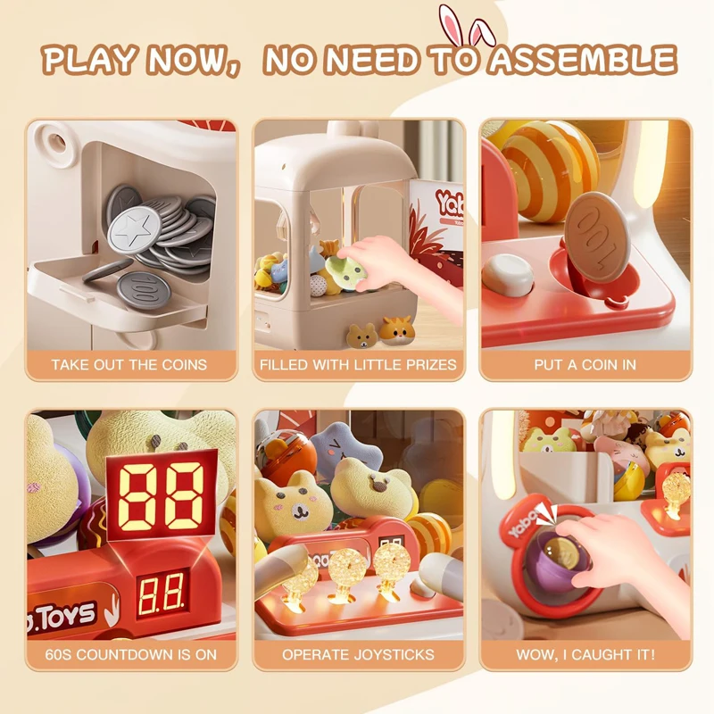 Rabbit Mini Arcade Candy Vending Machine Prizes Refill Egg Grabber Machine Dispenser Small Claw Machine Toy