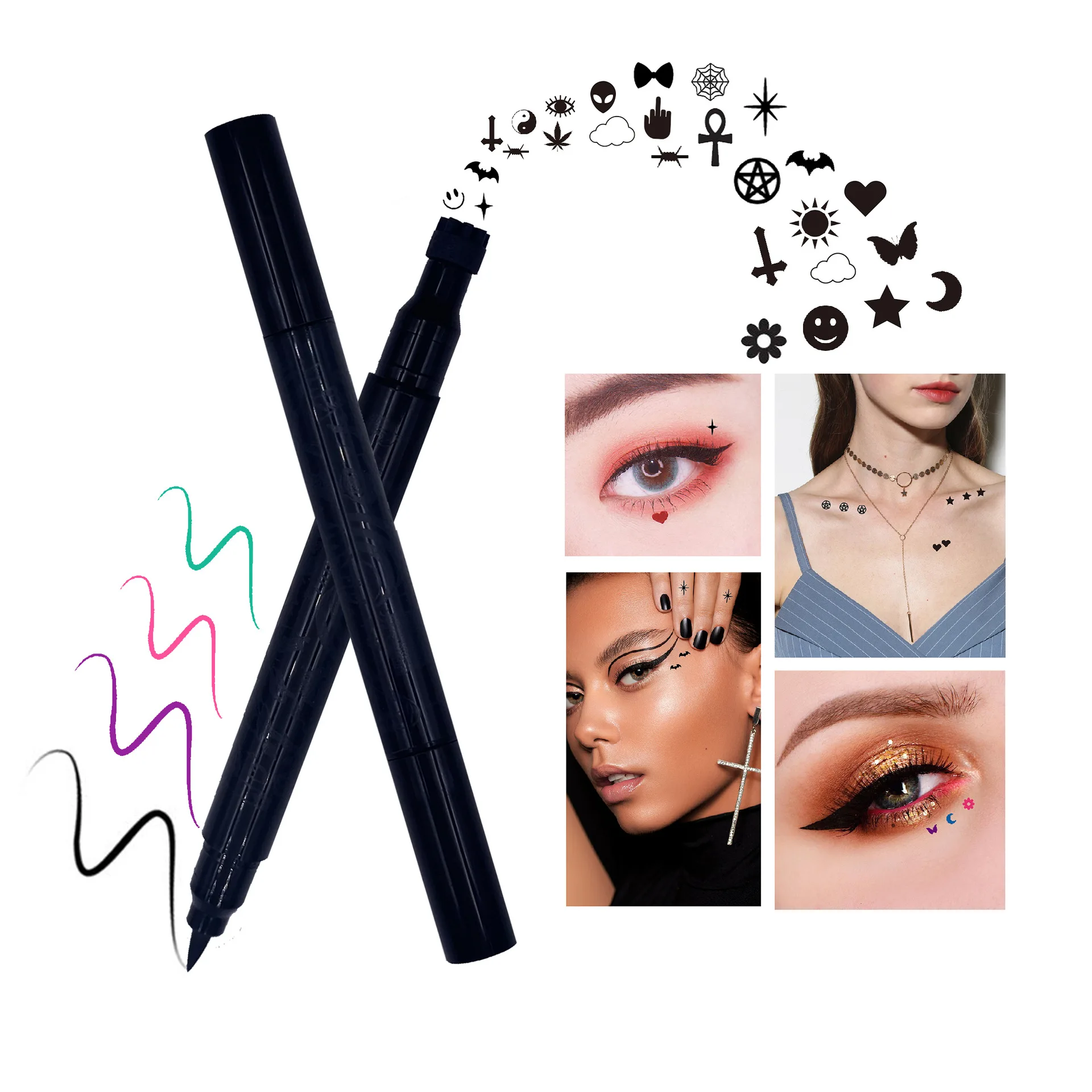 Custom Logo Waterproof Vegan Double Head Makeup Winged Eyeliner Stamp Eyeliner Stamp Waterproof 2 In 1 Eyeliner Wing Stamp