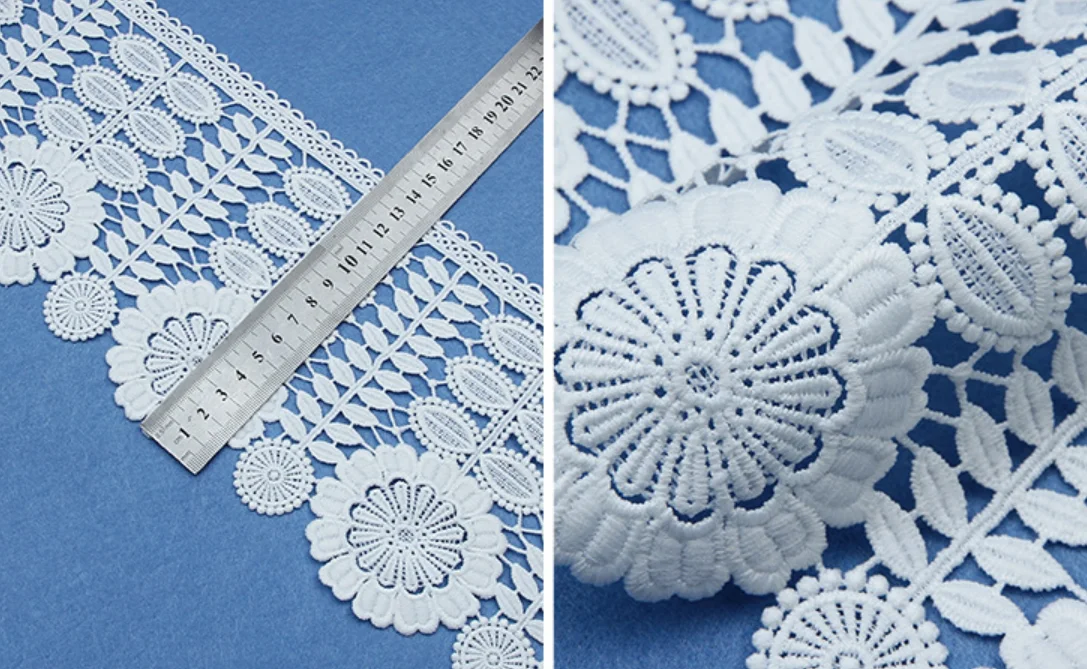 New Arrival Water Soluble Ivory Milk Fiber Embroidery Lace Fabric Chemical Lace Trim